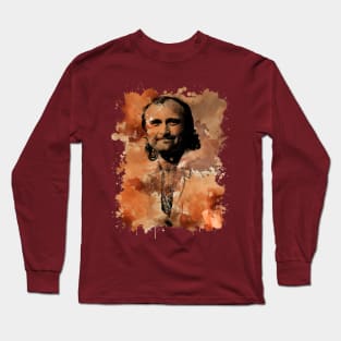 Phil Collins / Retro Brown Watercolor Splash Long Sleeve T-Shirt